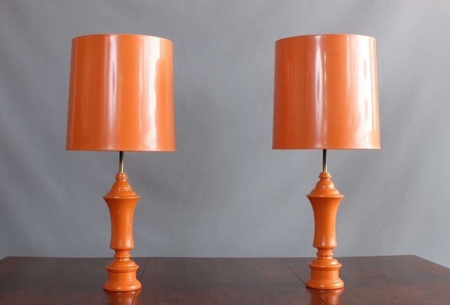 Pair Of 1960 S Orange Table Lamps