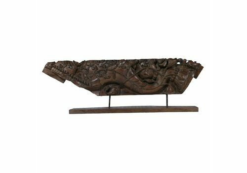 Antique Indian Wood Temple Carving – 19th Century Hand Carved Carving Intricate Floral & Leaf Patterns, Decorative Piece For Home Decor