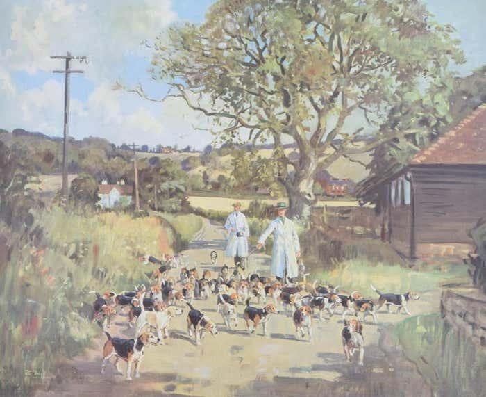 Bolebroke Beagles Hunting Lithograph After Peter Biegel