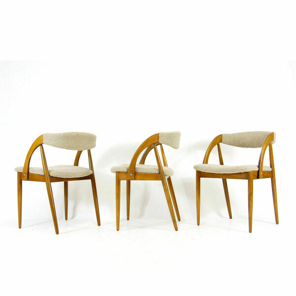 3 Retro Vintage Danish Teddy Dining Chairs Mid Century Modern 1960s 70s