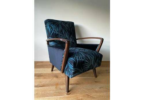Mid Century Atomic Armchair Sustainably Reupholstered In Linwood Butterfly Palm