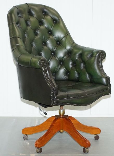 Vintage Chesterfield Directors Green Leather Executive Captains Vintage Chesterfield Directors Green