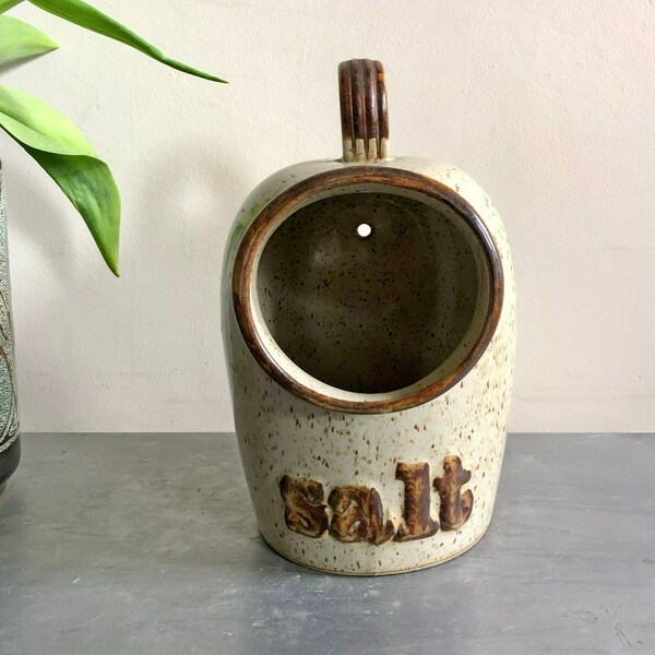 Studio Pottery Salt Pig, Large Stoneware Hand Made Artisan Pottery