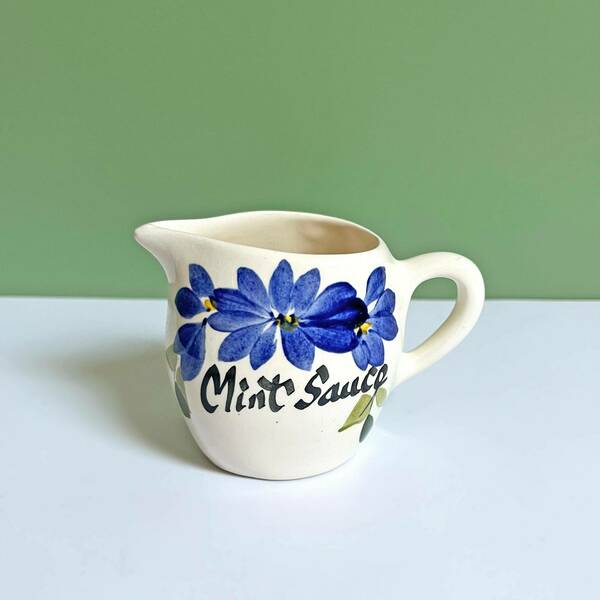 Toni Raymond Pottery Mint Sauce Jug, Vintage Retro Hand Painted