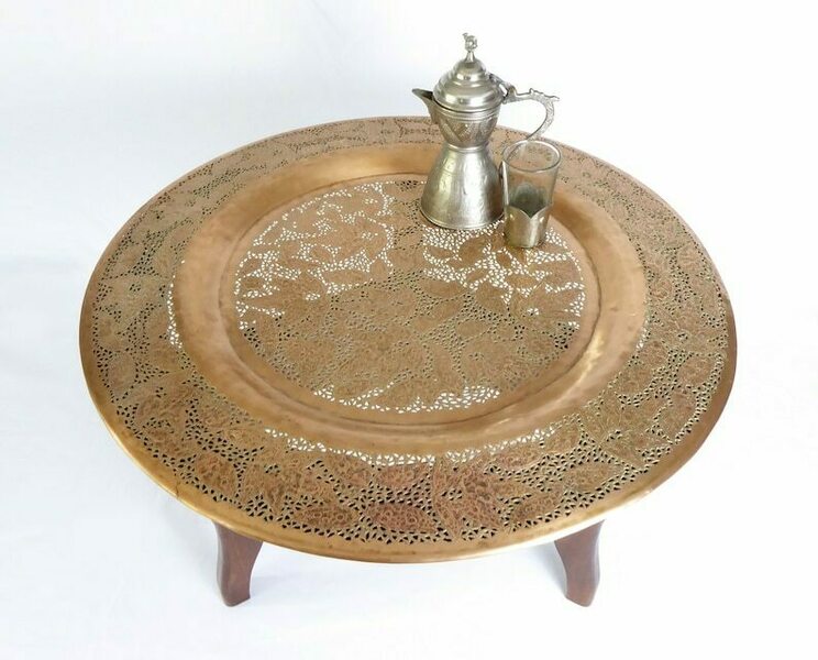 Vintage Openwork Brass Folding Table | Indian Décor | Occasional Furniture photo furniture