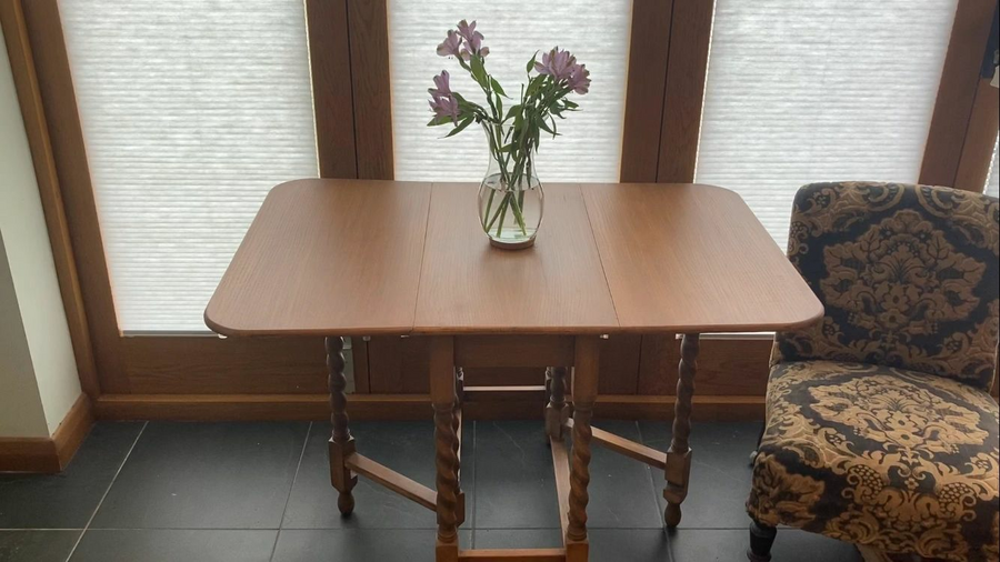 Small Dining Table   Upcycled Folding Oak Barley Twist Legs