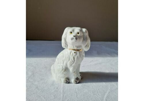 Mid Century Modern White Spaniel Dog Sculpture, Italy, 1960s, Collectible Figurine, Vintage Dog Figurine, Cute Puppy, Gift Idea