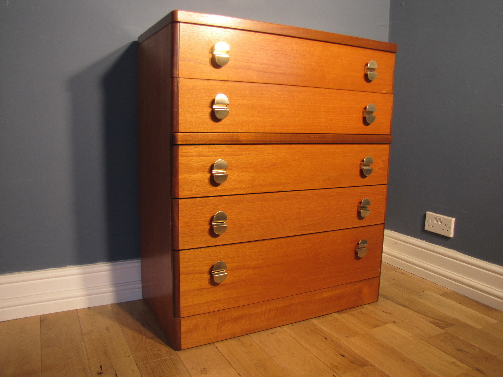 Mid Century Tall Chest Of Drawers Vintage Teak Bedroom Living Room