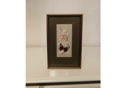 Vintage Cash's Woven Butterfly Picture, Red Admiral Butterfly.