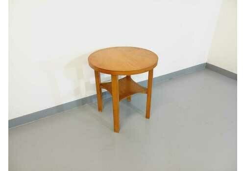 Round Beech Side Table, 1950s, Vintage