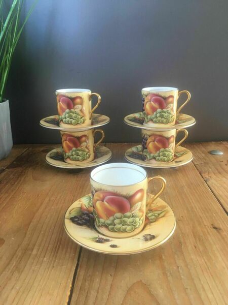 Vintage Aynsley Orchard Gold Fruit Fine China Cabinet Coffee Can