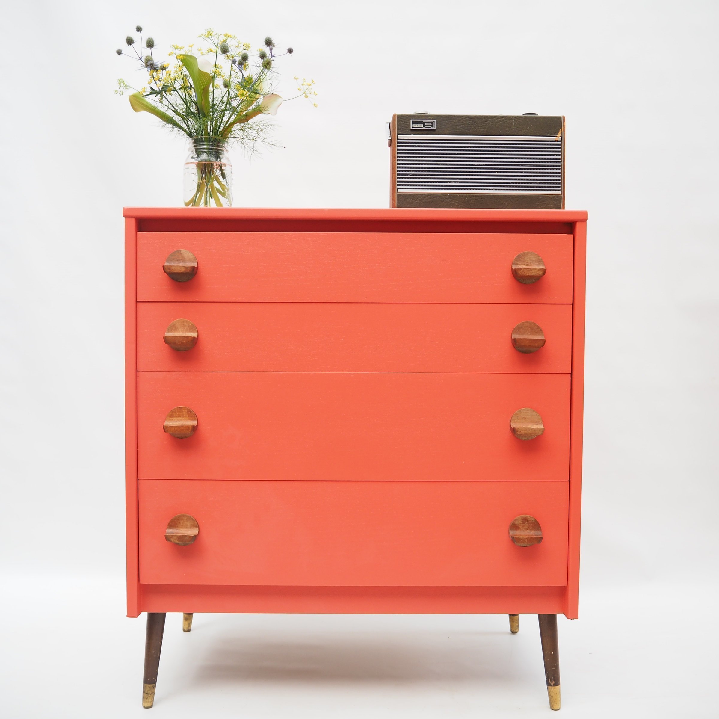 Chest Of Drawers Mid Century Chest Of Drawers In Coral Vinterior