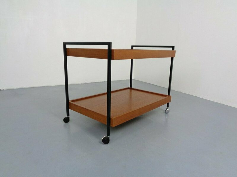 Minimalist Rollable Teak Serving Cart, 1960s photo furniture