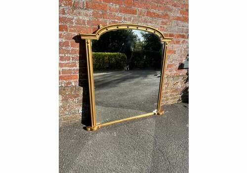 A Fabulous Large Antique English 19th C Gilt Overmantle Mirror.