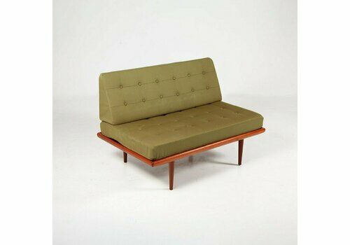 Danish Moss Green Fabric And Teak Minerva Daybed By Peter Hvidt & Orla Mølgaard Nielsen For France & Daverkosen, 1960s
