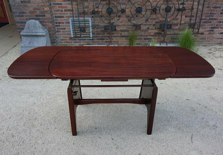 Vintage Mahogany Extendable Elevator Dining Table, 1960s photo furniture