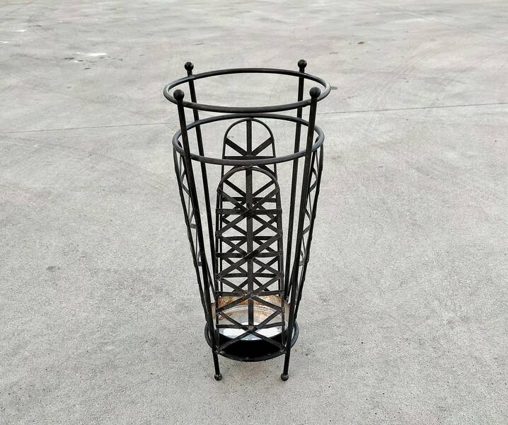 Vintage Late Art Deco Umbrella Stand // Black Iron Umbrella Stand
