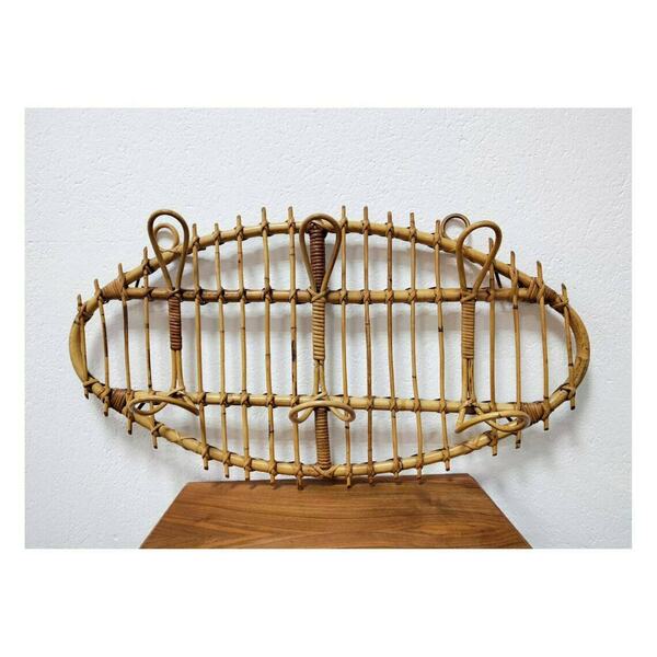 Bamboo Wall Mounted Rattan Wall Hooks Mid Century Modern Bamboo
