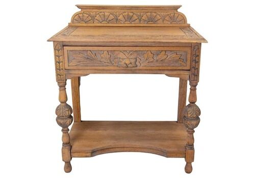 French 19th Century Writing Table Carved Oak Desk Lion Mask Louis XIII Style