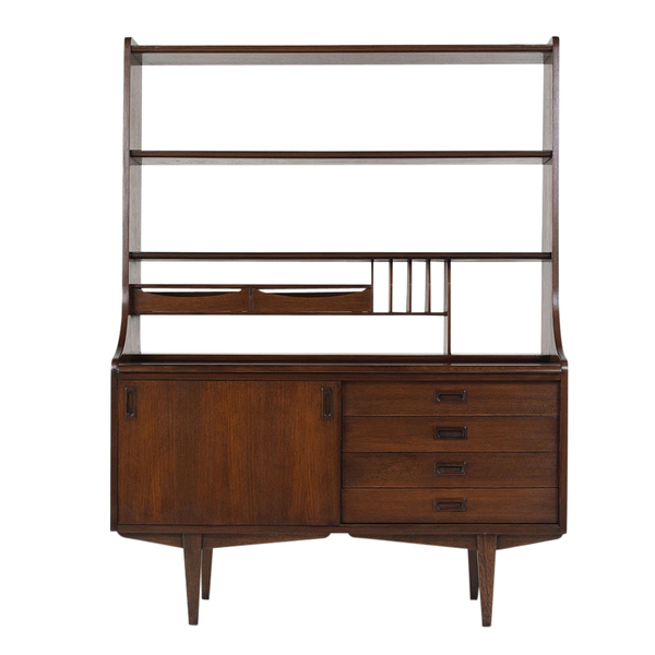 Danish Mid Century Modern Secretary Desk With Shelving