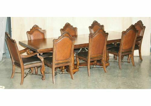 Exquisite Thomasville Safari Collection Extending Dining Table & Eight Chairs