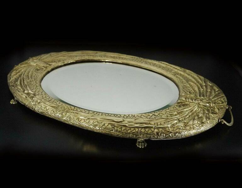 Antique Copper Large Mirrored Tray Arts And Crafts