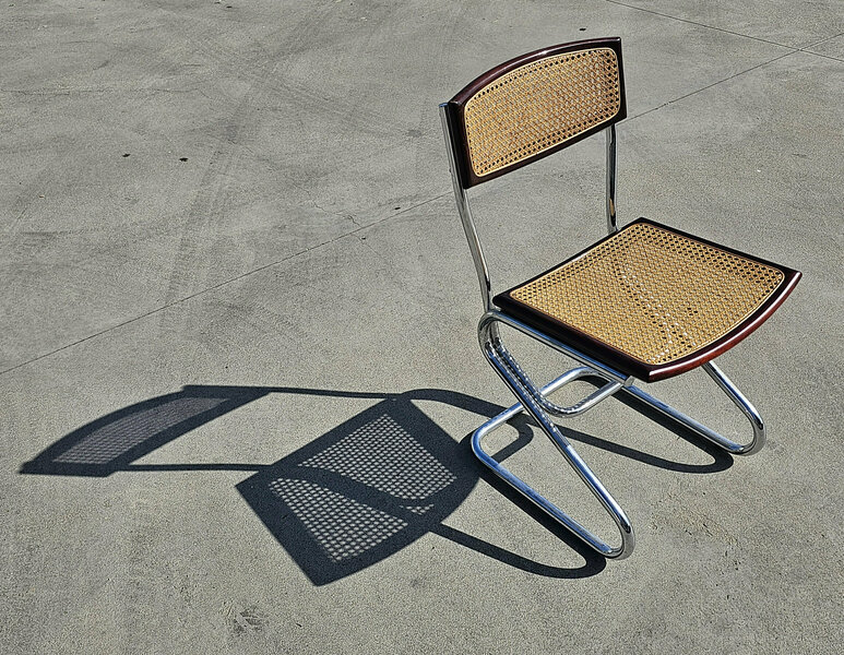 Set Of 6 Bauhaus Style Chairs With Cane Seats And Backrests Done In