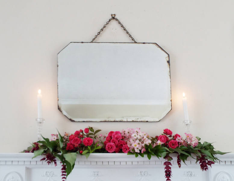 Antique Mirror Vintage Art Deco Frameless Bevelled Edge Rustic