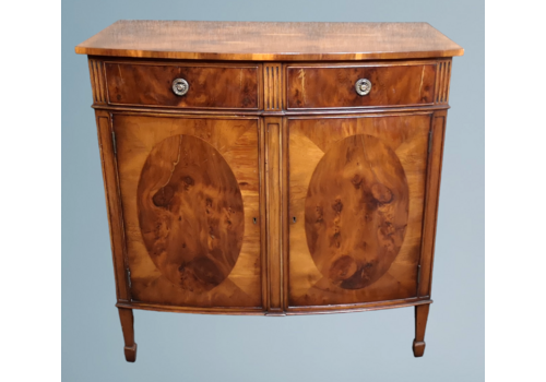 Reprodux Bevan Funnell Yew Wood Bow Front Side Cabinet