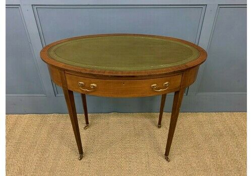 Edwardian Oval Inlaid Mahogany Writing Table