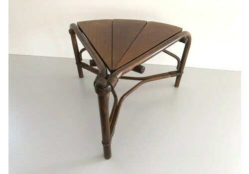 Dark Brown Bamboo Wood Triangle Pieces Design Rare Coffee Table, 1960s