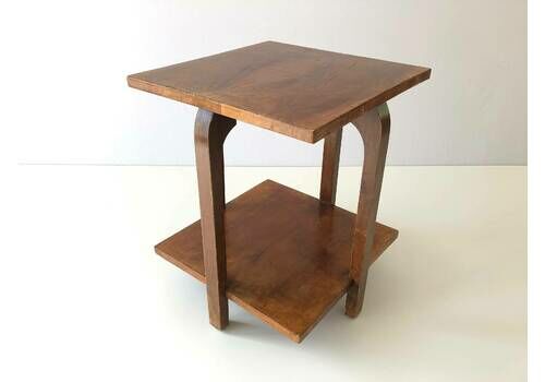 Art Deco Square Italian Design Wood Table, 1940s, Made In Italy