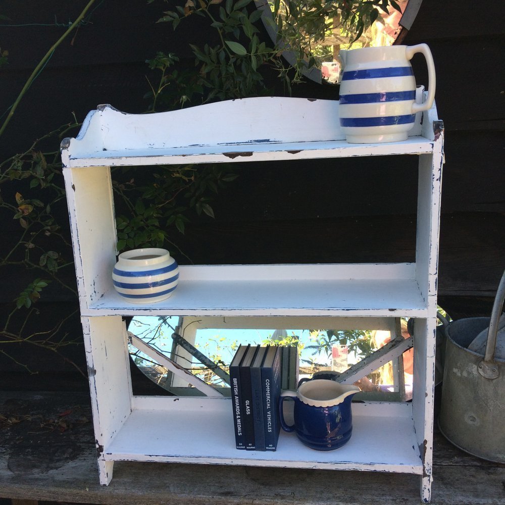 Vintage Chippy White Navy Wall Shelf Vinterior