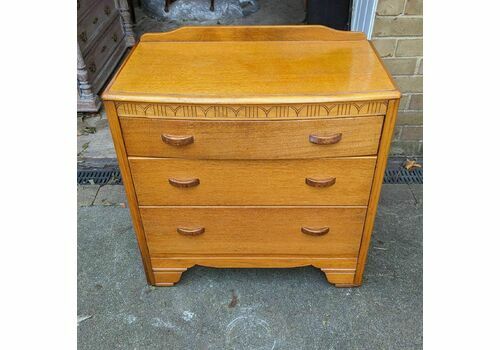 60's Harris Lebus Golden Oak Chest Of Drawers Cabinet Retro Vintage Danish 70s