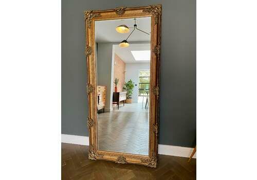Large Standing Full Length Gilt Gold Framed Vintage Style Mirror
