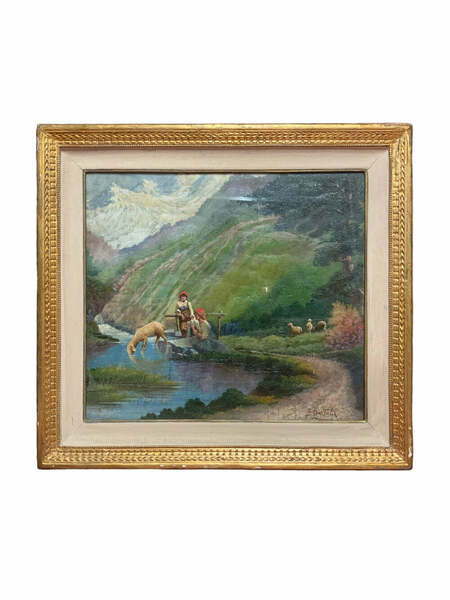 Double Oil Painting On Canvas By Arnaldo Bartoli, 1950s Vinterior