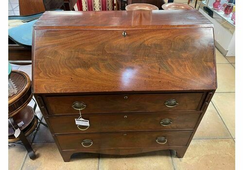 Antique Mahogany Writing Desk/ Bureau Over Three Drawers