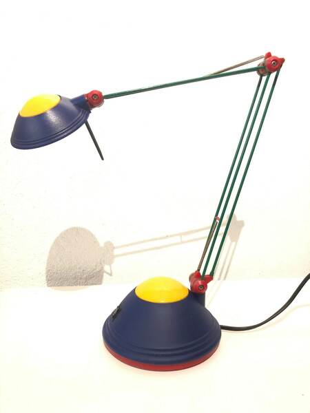 Vintage Memphis Style Design Table Lamp In Red, Yellow, Green And Blue