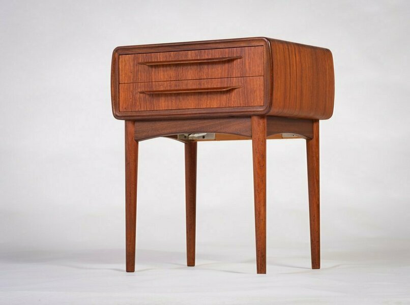 Bedside Table In Teak By Johannes Andersen For Cfc Silkeborg, 1960s photo for sale