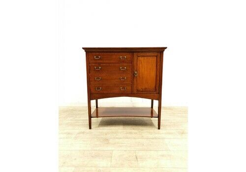 Antique Edwardian Solid Mahogany Inlaid Music Sheet Cabinet