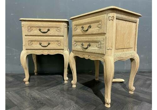 Pair Of French Rustic Oak Ornate 2 Drawer Bedsides Tables Pair Of French Bedside Tables
