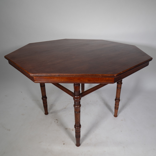 E W Godwin (Style Of). An Aesthetic Movement Walnut Octagonal Centre Table