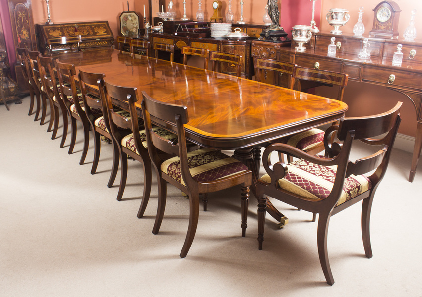 Vintage 14 Ft T Mahogany Dining Table Set 20th C