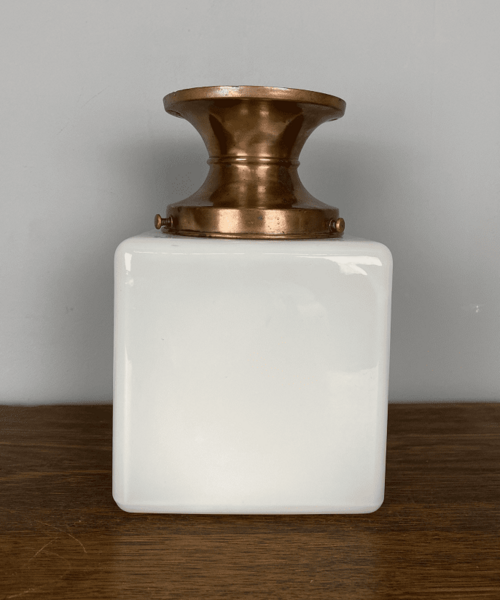Flush Fitting Art Deco Opaline Cube Light photo furniture