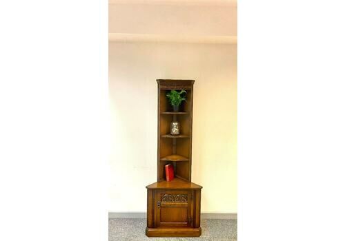 Vintage Old Charm Wood Brothers / Tall Corner Cabinet / Free Delivery / Shelves Cupboard / Traditional Chestnut Colour / C1970