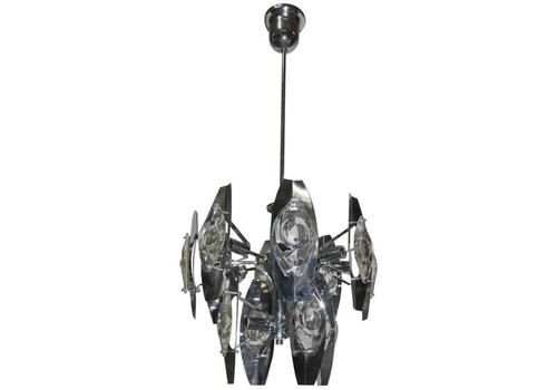 Esperia Sculpture Chandelier Steel And Glass, 1970s Oscar Torlasco