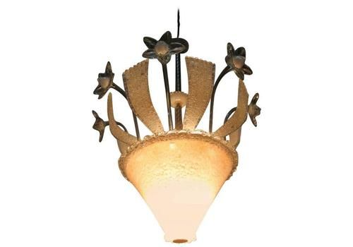 Special And Elegant Chandelier In Murano Glass Barovier Rugiadoso, 1940s