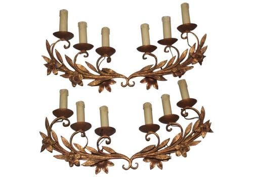 Big Huge Sconces Metal Forged And Gilded Enforceable 1950 Midcentury