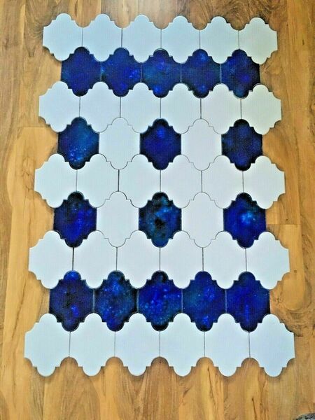 66 Vintage 70's Pecchioli Firenze Italy Moroccan Arabesque Cobalt Blue & White
