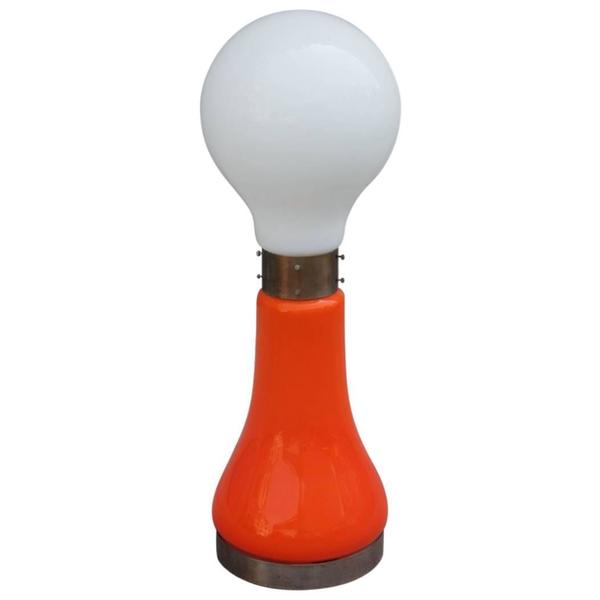 Carlo Nason Floor Lamp Pop Art 1960s Mazzega Design Orange White Color